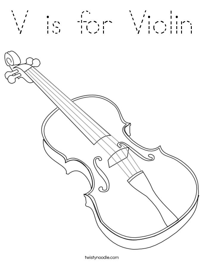 V is for Violin Coloring Page