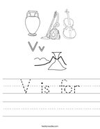 V is for Handwriting Sheet