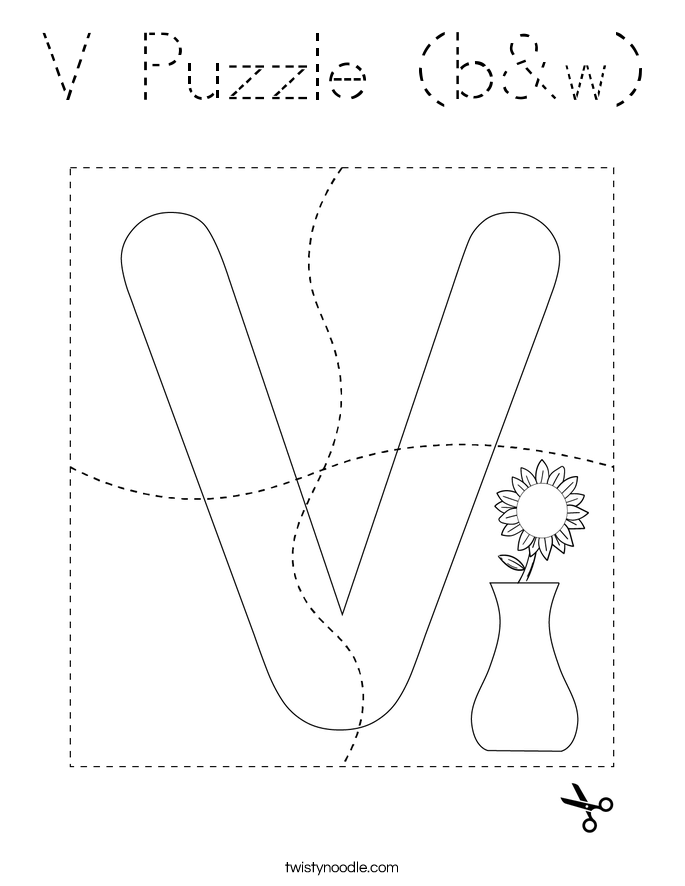 V Puzzle (b&w) Coloring Page