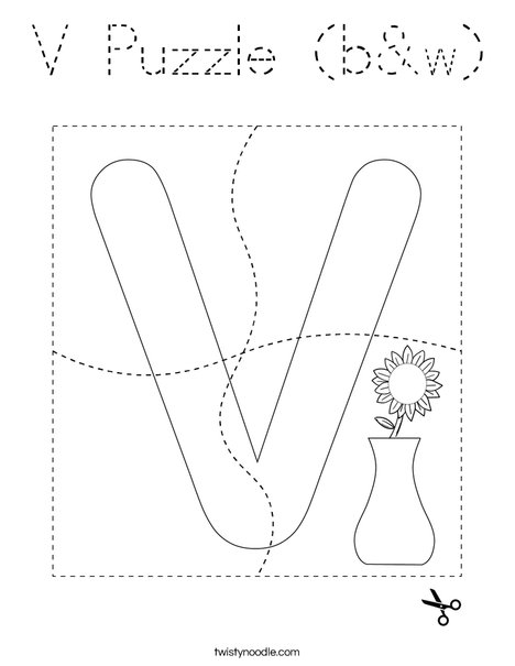 V Puzzle (b&w) Coloring Page