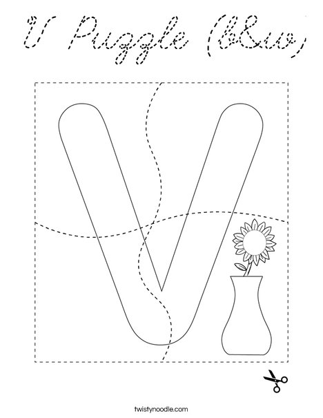 V Puzzle (b&w) Coloring Page