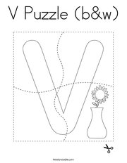 V Puzzle (b&w) Coloring Page