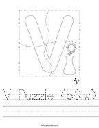V Puzzle (b&w) Handwriting Sheet
