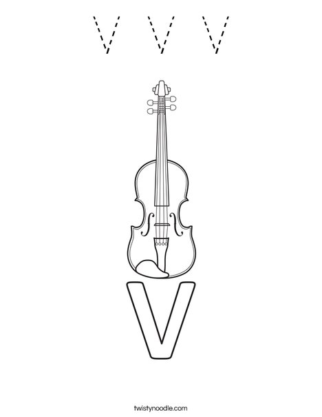 V Violin Coloring Page