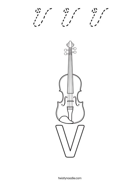 V Violin Coloring Page