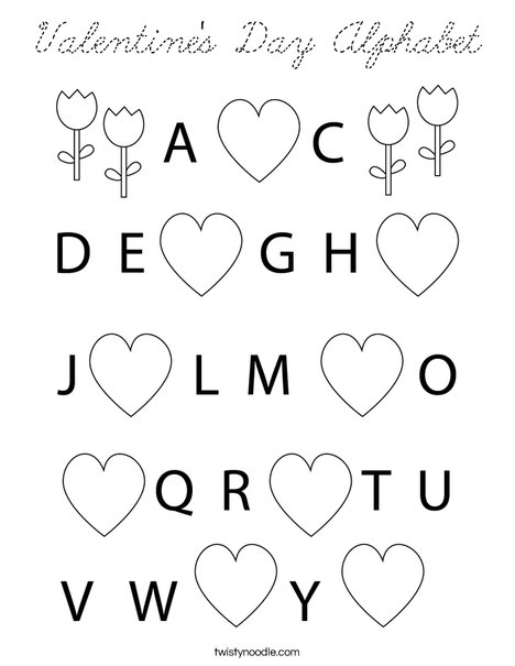 Valentine's Day Alphabet Coloring Page