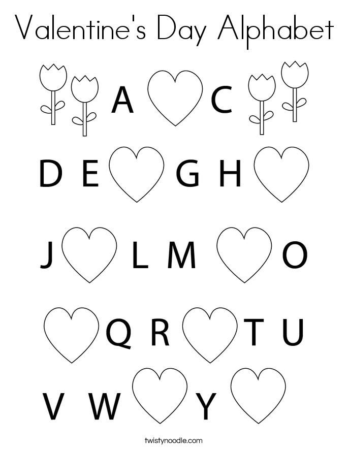 Valentine's Day Alphabet Coloring Page