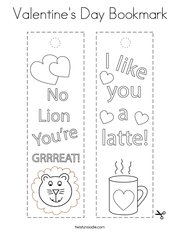 Valentine's Day Bookmark Coloring Page