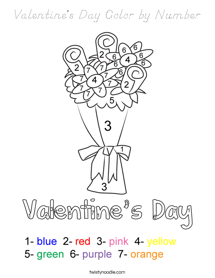 Valentine #39 s Day Color by Number Coloring Page D #39 Nealian Twisty Noodle