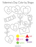 Valentine's Day Color by Shape Coloring Page