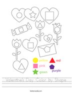 Valentine's Day Color by Shape Handwriting Sheet