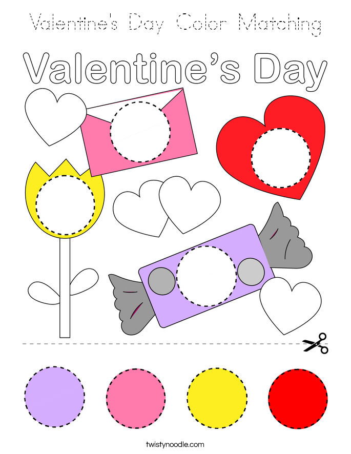 Valentine's Day Color Matching Coloring Page