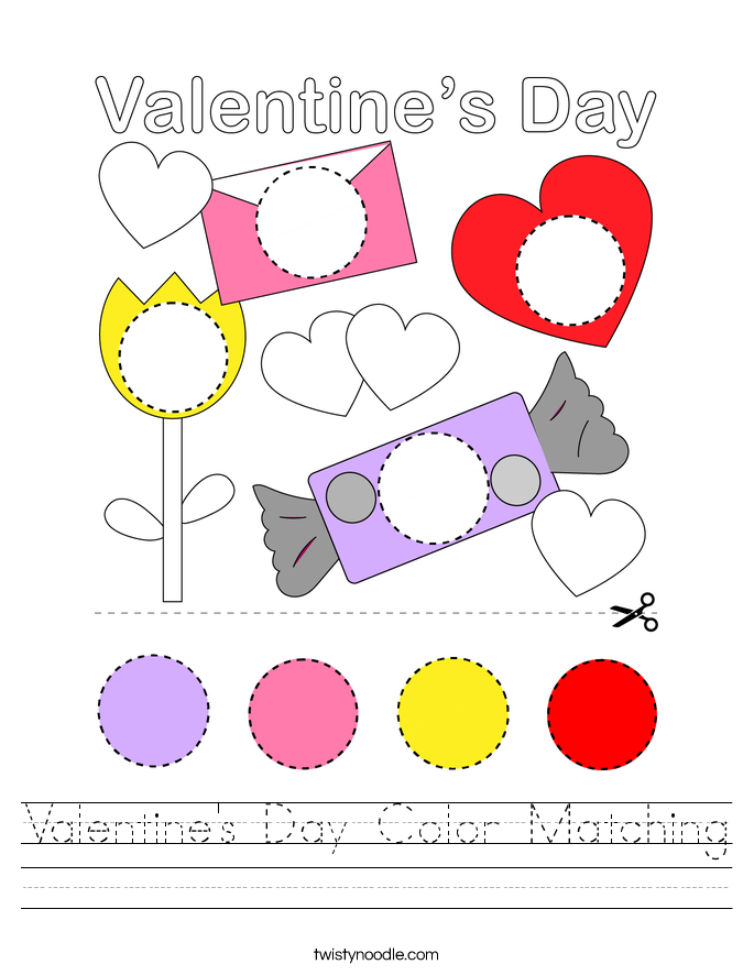 Valentine's Day Color Matching Worksheet