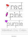 Valentine's Day Colors Worksheet