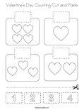 Valentine's Day Counting Cut and Paste Coloring Page