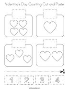 Valentine's Day Counting Cut and Paste Coloring Page