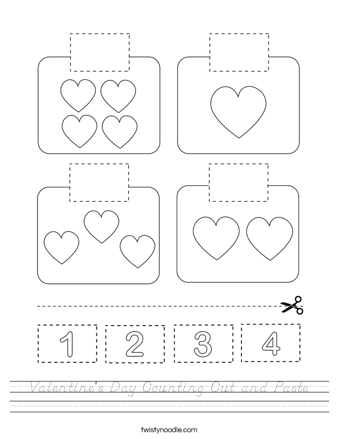 Valentine's Day Counting Cut and Paste Worksheet