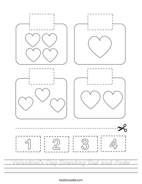 Valentine's Day Counting Cut and Paste Worksheet