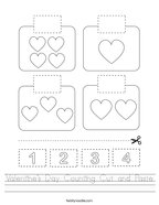 Valentine's Day Counting Cut and Paste Handwriting Sheet