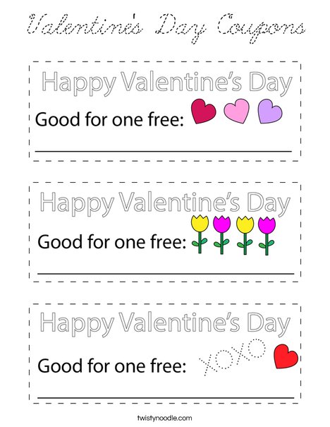 Valentine's Day Coupons Coloring Page