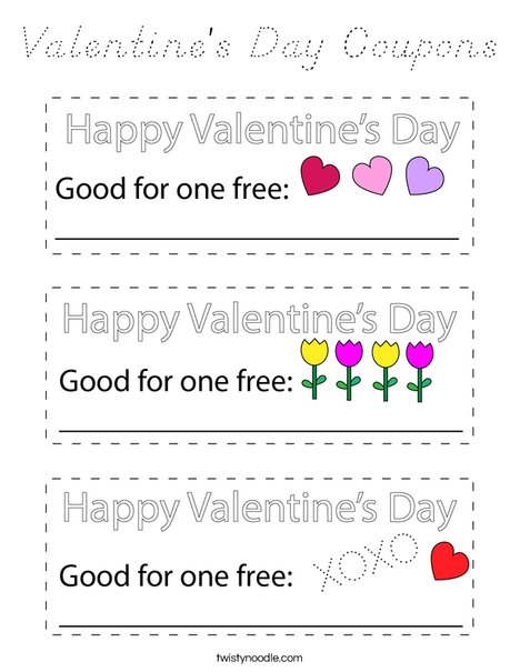 Valentine's Day Coupons Coloring Page