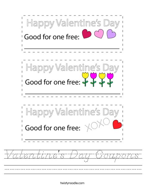 Valentine's Day Coupons Worksheet