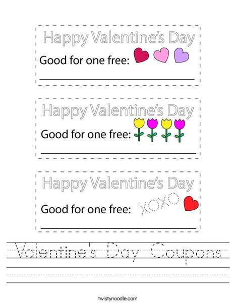 Valentine's Day Coupons Worksheet