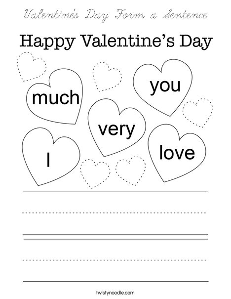 Valentine's Day Form a Sentence Coloring Page