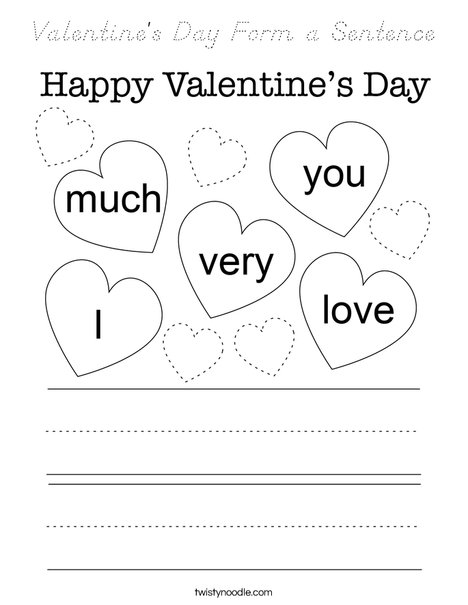 Valentine's Day Form a Sentence Coloring Page