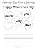 Valentine's Day Form a Sentence Coloring Page