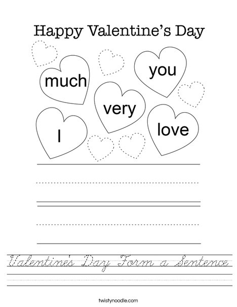 Valentine's Day Form a Sentence Worksheet