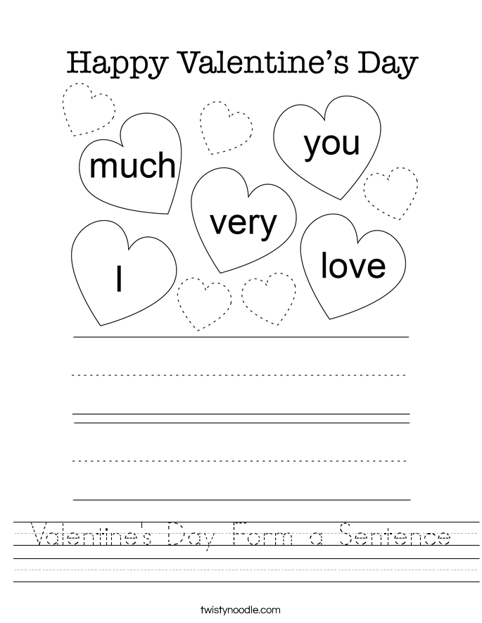 Valentine's Day Form a Sentence Worksheet