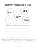 Valentine's Day Form a Sentence Handwriting Sheet
