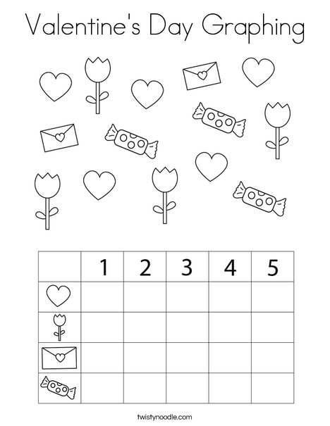 Valentine's Day Graphing Coloring Page