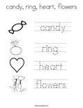 candy, ring, heart, flowersColoring Page