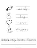 candy, ring, heart, flowers Worksheet