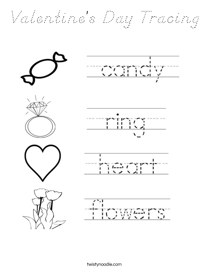 Valentine's Day Tracing Coloring Page