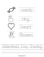 Valentine's Day Tracing Handwriting Sheet