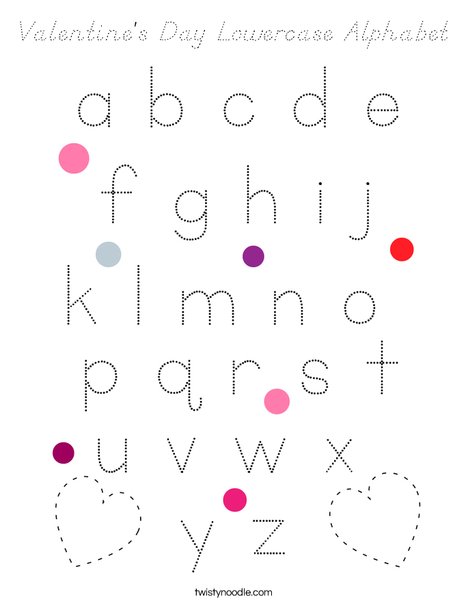 Valentine's Day Lowercase Alphabet Coloring Page