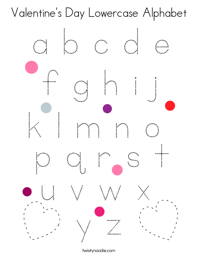 Valentine's Day Lowercase Alphabet Coloring Page