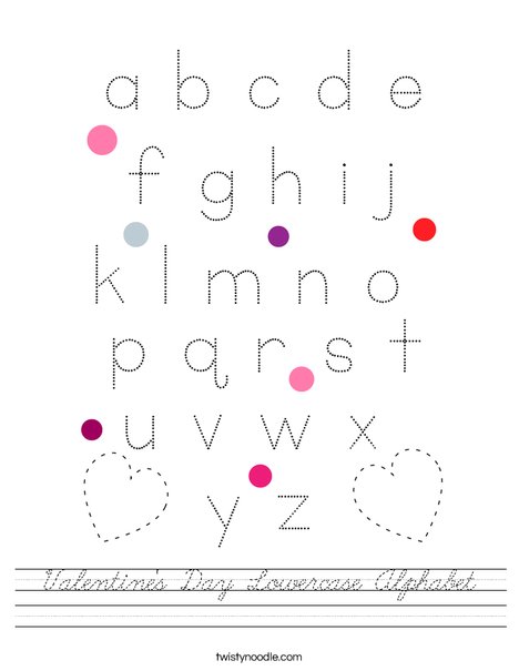 Valentine's Day Lowercase Alphabet Worksheet