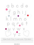 Valentine's Day Lowercase Alphabet Worksheet