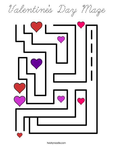 Valentine's Day Maze Coloring Page