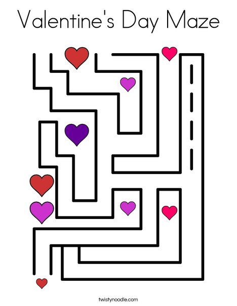 Valentine s Day Maze Coloring Page Twisty Noodle Valentine s Day Maze Coloring Page Twisty Noodle