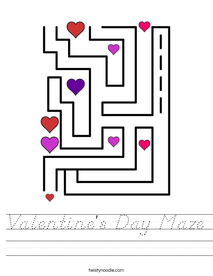 Valentine's Day Maze Worksheet