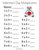 Valentine's Day Multiplication Coloring Page