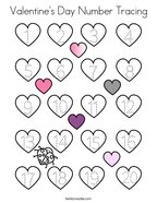Valentine's Day Number Tracing Coloring Page