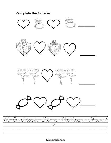 Valentine's Day Patterns Worksheet