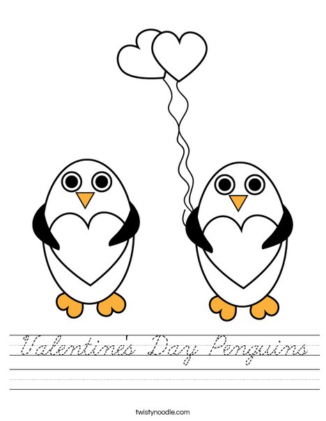 Valentine's Day Penguins Worksheet