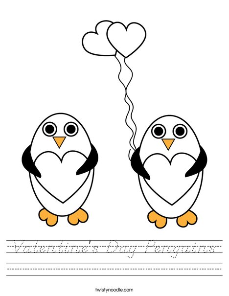 Valentine's Day Penguins Worksheet